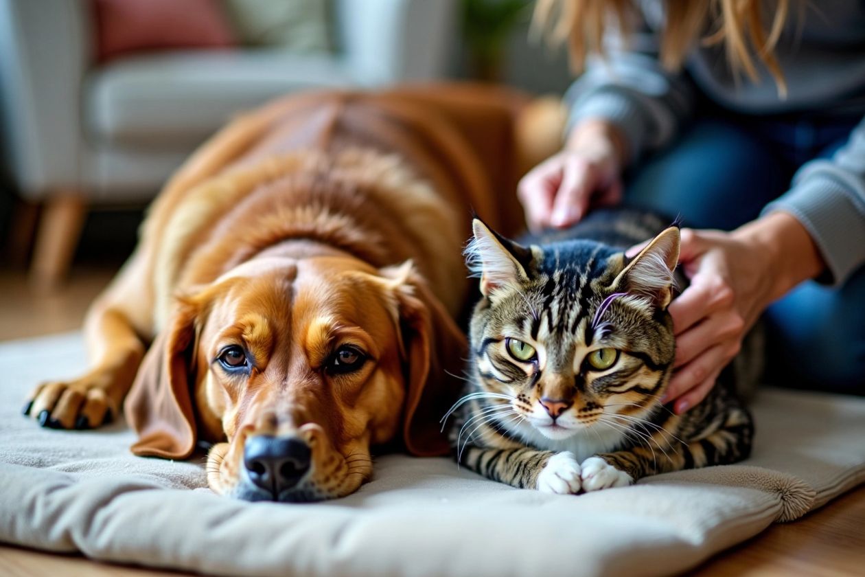 Kedi ve köpek masaj yapılıyor