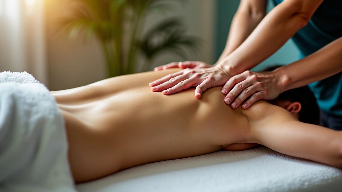 Masaj yapılan bir kişinin yakın plan fotoğrafı.