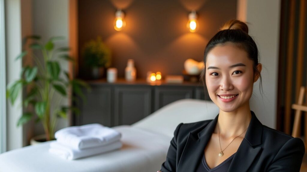 Masaj terapisti mülakat için hazırlık yapıyor.